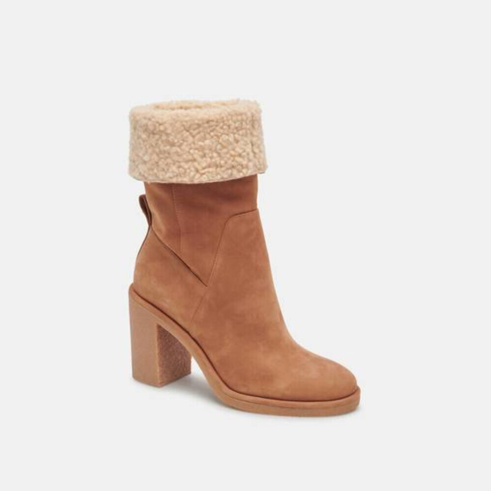 Dolce Vita Caddie Plush Boots Women's US 7.5 Brown Faux Fur Lined Bootie RHS6065